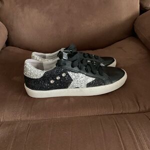 Black and Silver Glitter Sneakers